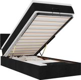 vidaXL Ottoman Bed with Mattress and LEDs - 90x200 cm - Black Fabric