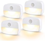 GelldG 4 stuks sensorlampen - LED-nachtlampje - met bewegingssensor - binnenverlichting voor trappen - automatische aan/uit-sensorlamp - geschikt voor gangen, badkamers en slaapkamers - warm wit licht