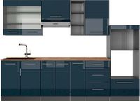 Vicco Fame-Line Complete keukeneenheid – 280 cm, WB Eik Donkerblauw hoogglans/antraciet