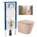Geberit QeramiQ Dely Toiletset - 36.3x51.7cm - diepspoel - rimless - Geberit UP720 inbouwreservoir - softclose toilet zitting - 35mm - geborsteld messing bedieningsplaat - ronde knoppen - mat beige
