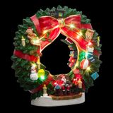 Feeric lights & Christmas Feeric Christmas Kerstdorp tafereel - Muzikale kerstkrans - met trein - 31 cm - met led verlichting