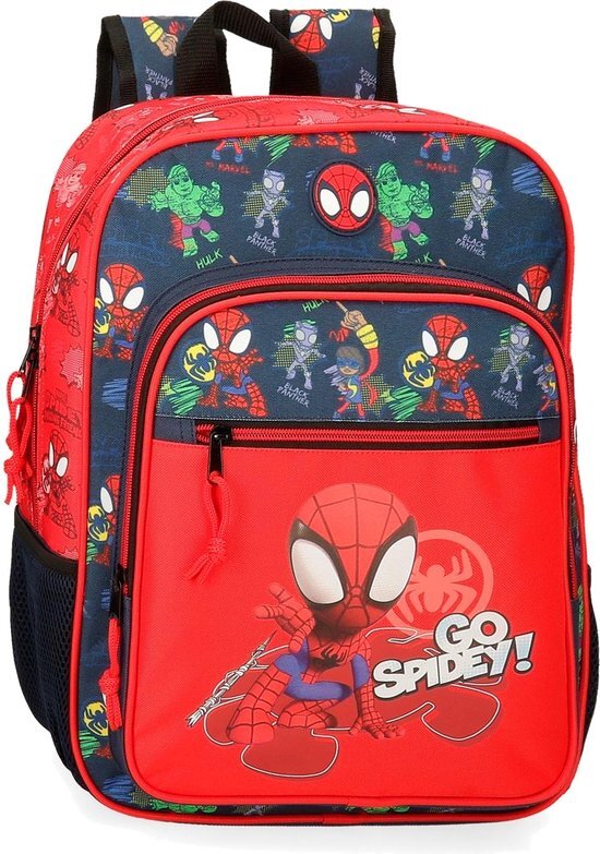 Marvel Go Spidey schoolrugzak, rood, 30 x 38 x 12 cm, polyester 13,68 l, Azul Y Amarillo, schoolrugzak