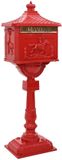 vidaXL - Staande Brievenbus - Rood - 42,5 x 29,5 x 117 cm - Gegoten Aluminium