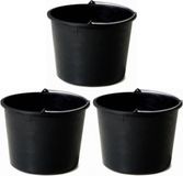 Merkloos / Sans marque Versluis Paint En Non-Paint B.V. Bouwemmers - Set van 3x stuks - Specie emmers - 20 liter - met maatverdeling - Zwart