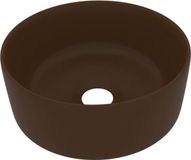vidaXL Lavabo rond 40x15 cm céramique mat brun foncé