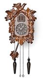 TIMEGEAR Koekoeksklok met nachtmodus, handgesneden decoraties en swingende slinger (bruin)