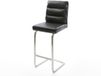 DELIFE Chaise de bar Pela-Flex Chaise à patins Plat Acier inoxydable Cuir véritable Noir