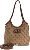 GUESS Samantha Mini Tote Handtas Schoudertas Latte Logo / Brown Lichtbruin