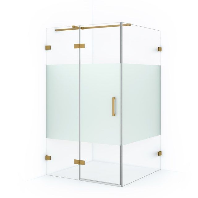 Maxaro Douchecabine Diamond 110x100cm 8mm Helder Veiligheidsglas met Matte Strook Goud