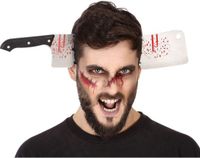 Atosa Halloween/horror verkleed hoofdband - dikke pech - hakmes door je hoofd - kunststof