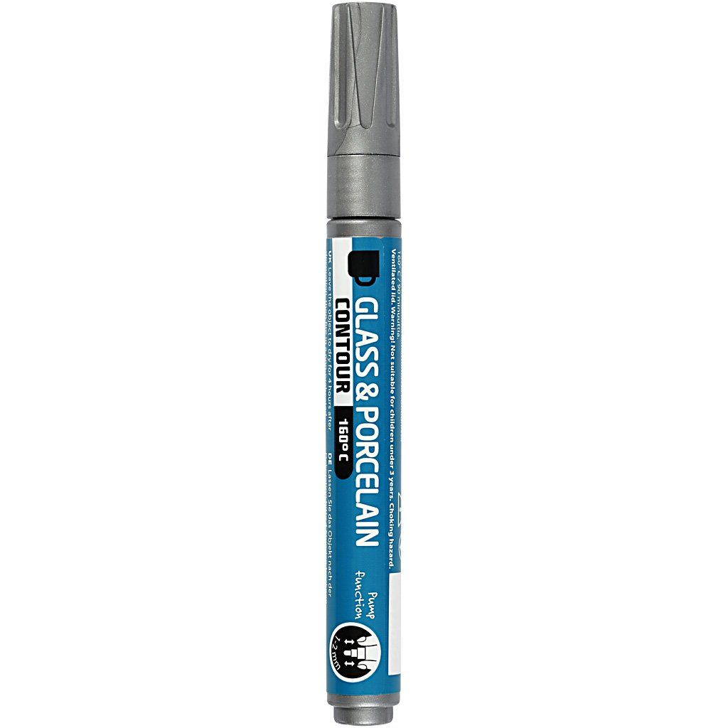 creotime Verfstift Glas- & Porselein Contour Zilver - Unisex - Zilver - 5707167623251