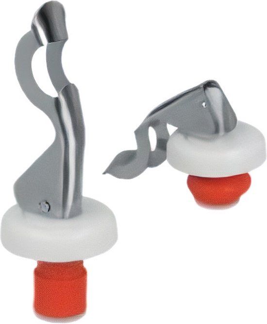 Metaltex Flesdoppen Met -opener 2 Cm Rvs Rood 2 Stuks