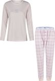 By Louise Dames Pyjama Set Lang Roze Geruit - Maat S