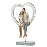 GILDE Decoratieve figuur liefdespaar sculptuur liefde cadeau voor koppels – huwelijkscadeau voor vrouwen – decoratieve figuren woonkamer modern – kleuren: zilver wit – hoogte 26 cm