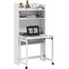 Bureau d'ordinateur blanc avec tablette rabattable, étagères de rangement et roulettes pour espace réduit 80x69x155 cm