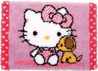 Vervaco Knooptapijt kit Hello Kitty met hondje