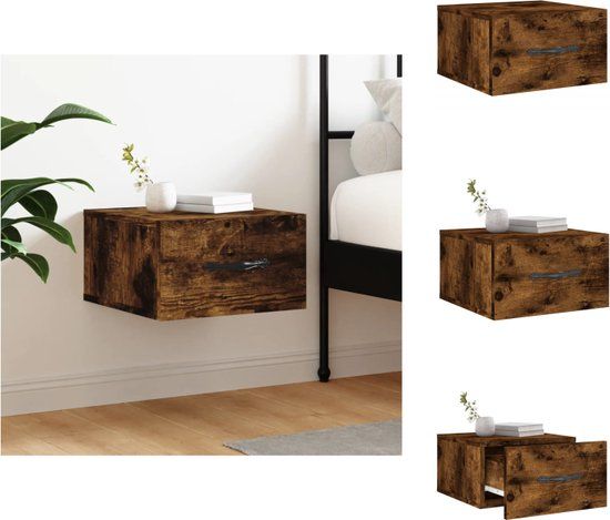 vidaXL Nachtkastje wandgemonteerd 35x35x20 cm gerookt eikenkleurig