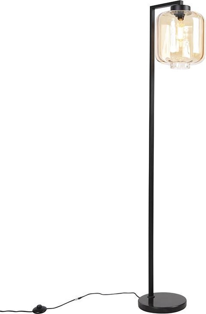 QAZQA qara - Vloerlamp met lampenkap - 1 lichts - H 1530 mm - Beige