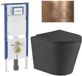 Geberit QeramiQ Dely Toiletset - 36.3x51.7cm - Geberit UP720 inbouwreservoir - rimless - diepspoel - zitting - softclose - bedieningsplaat koper - rechthoekige knoppen - mat zwart