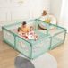 Box bébé - 150x180x66cm - Vert - avec 50x balles océan et 4x anneaux de préhension