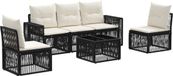 vidaXL Tuinbank - Set - 6 - st - Zwart - en - Crème - Wit - poly - rattan