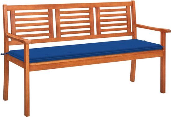 vidaXL Tuinbank 3-zits met kussen 150 cm massief eucalyptushout