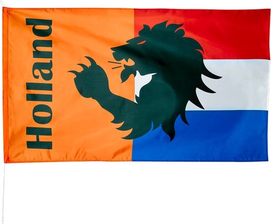 Boland Vlag van Oranje Rood/Wit/Blauw/Oranje met Leeuw