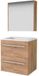 Basic Line Comfort 46 Badkamermeubelset - 60 x 46 cm - Met Grepen - 2 Lades - Acryl Wastafel - 1 Kraangat - Spiegelkast - Whisky Oak