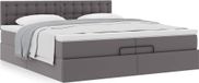 Prolenta Maison Exclusive - Ottoman bedframe met matras, grijs, 200x200 cm, kunstleer