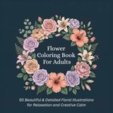 Flower Coloring Book for Adults: 50 Beautiful & Detailed Floral Illustrations for Relaxation and Creative Calm