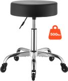 VEVOR Rolstoel 226,8 kg, Bureaustoel met Stille Wielen, Draaibaar, in Hoogte Verstelbaar, Ergonomische Zitting van Pu-Leer met Dikke Vulling, 360° Draaibaar, voor Salons, Klinieken en Medische Praktijken