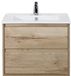 BES LED Porto Badmeubelset 70 cm - Natuur Eiken - Keramische Wastafel Wit Slim
