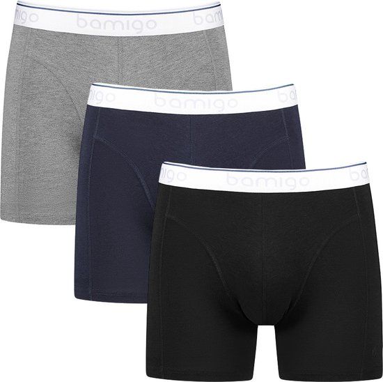 Bamigo 3-pack boxershorts Paul zwart, grijs & blauw - XXL