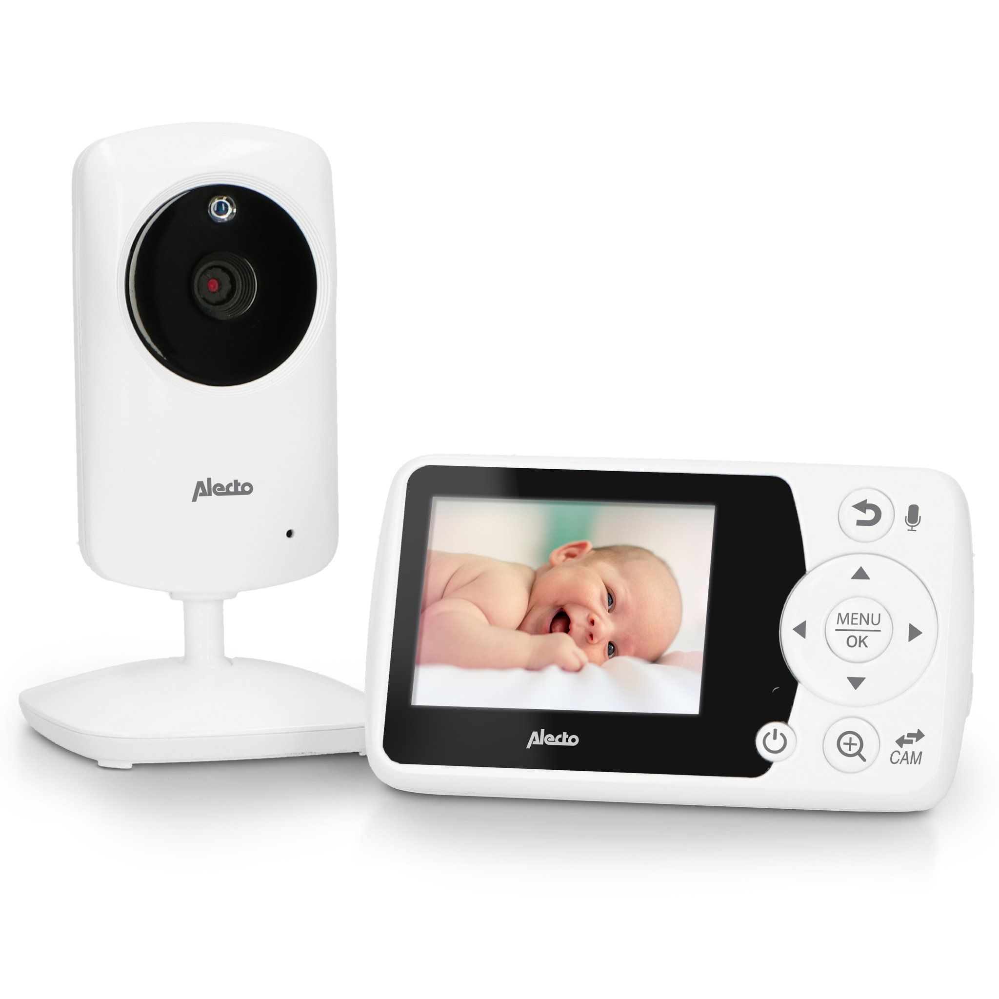 Alecto DVM-64 Babyfoon met Camera - Wit - Temperatuurweergave - Nachtmodus - 2.4" LCD