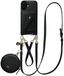 AVY Étui en cuir pour Apple iPhone 16 | Avec cordon, portefeuille et pochette | Compatible MagSafe | Étui en cuir avec cordon de 30 cm et 130 cm | Ensemble en cuir | Noir