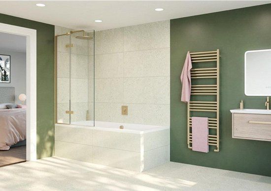 Crosswater Optix 10 Douchewand - 90x150cm - 2-delig - Links - Geborsteld Messing