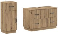 vidaXL - 2-delige - Badkamerkast - Set - HOORN - Artisanaal - eiken - Bewerkt - hout