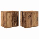 vidaXL Garage wandkasten, 2 stuks, bewerkt hout, oud hout