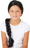 Tectake Kinderpruik lange vlecht Zwart