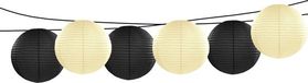 Merkloos Feest/tuin versiering 6x stuks luxe bol-vorm lampionnen zwart en ivoor dia 35 cm