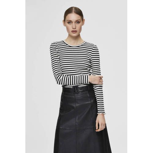SELECTED FEMME Gestreepte Top Zwart/Wit