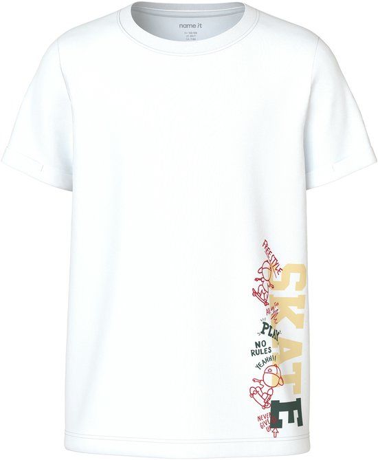 NAME IT Jongens T-shirt met korte mouw en ronde hals - Maat 122/128 - Wit