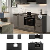 Vicco Eenpersoonskeuken R-Line, Antraciet landelijk/Antraciet, 180 cm antraciet werkblad