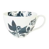 GENEVIEVE LETHU 536507 mok 22 cl porselein – serie BUCOLIC SCHADEN – Ø 12 cm H 8 cm – kleur: wit, decor zwart