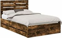 vidaXL Bedframe, bois de chêne fumé, 135 x 190 cm, bois de construction