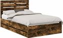 vidaXL Bedframe, bois de chêne fumé, 135 x 190 cm, bois de construction