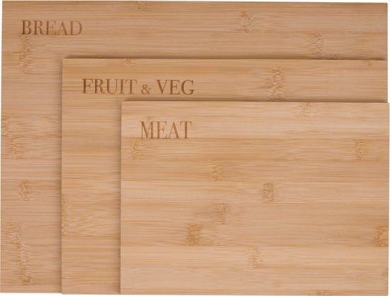 alpina Snijplanken Hout - Set van 3 - Bamboe - Rechthoekig - Bruin