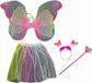 Costume de fée, set universel avec bandeau, baguette magique, jupe en tulle, ailes – jupe 34 cm, ailes 58x42 cm