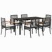 vidaXL 7-delige Tuinset met kussens poly rattan zwart