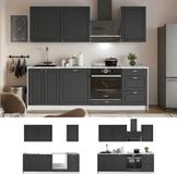 Vicco Complete keukeneenheid Fame-Line, Anthrazit-Gold Landhaus/Wit, 230 cm, WB Eik